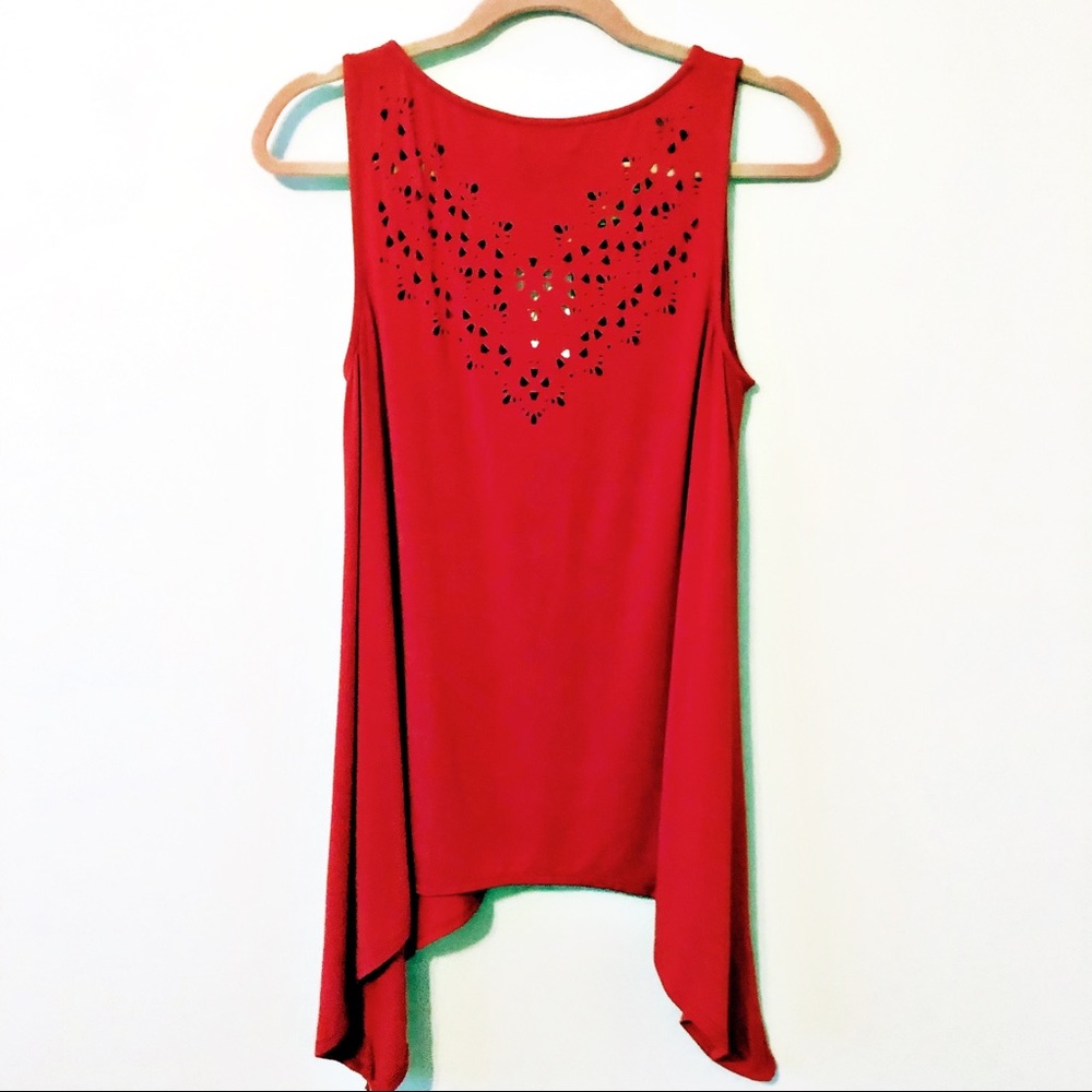 CARMEN MARC VALVO red sleeveless top medium NWT